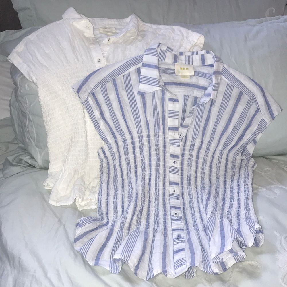 Anthropologie ruched shortsleeve shirts